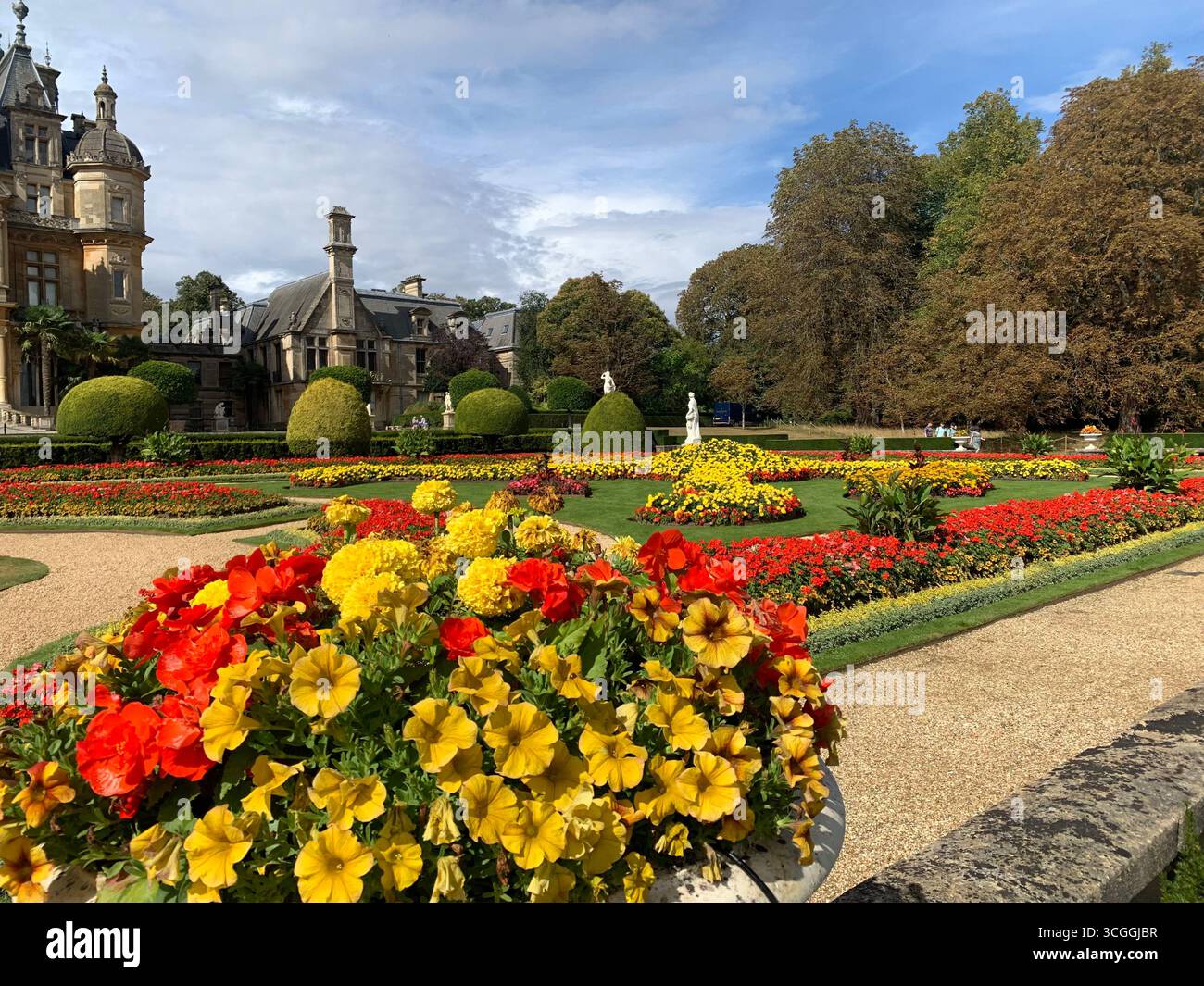 Waddesdon Manor National Trust property flowers garden Summer weather house home garden gardens landscape power electric mains unit - Smartphone Captured Stock Image