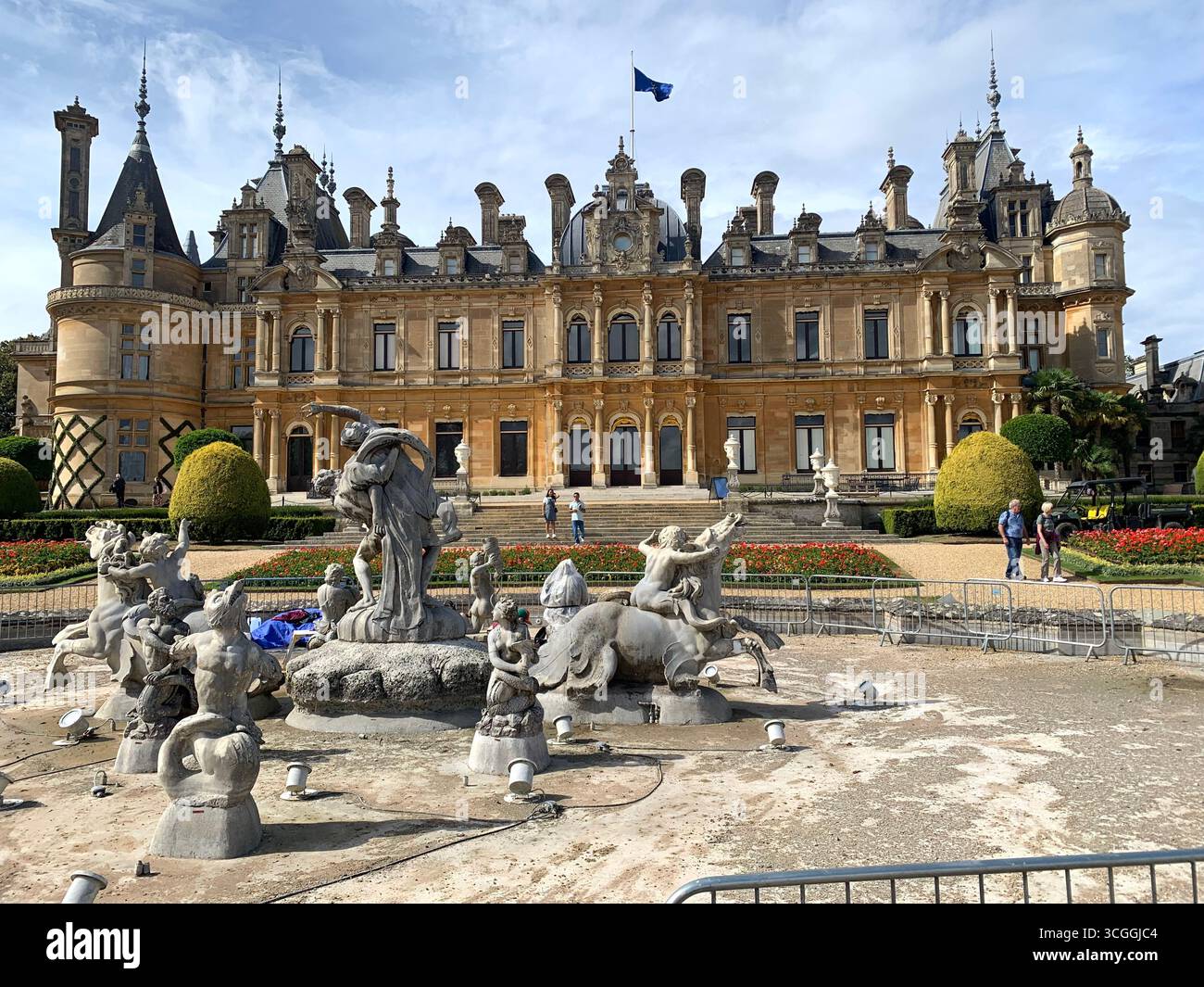 Waddesdon Manor National Trust property flowers garden Summer weather house home garden gardens landscape power electric mains unit - Smartphone Captured Stock Image