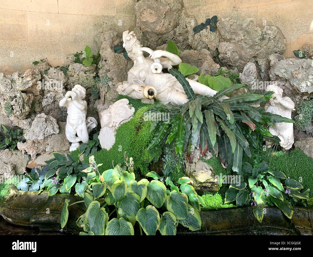 Waddesdon Manor National Trust property flowers garden Summer weather house home garden gardens landscape power electric mains unit - Smartphone Captured Stock Image
