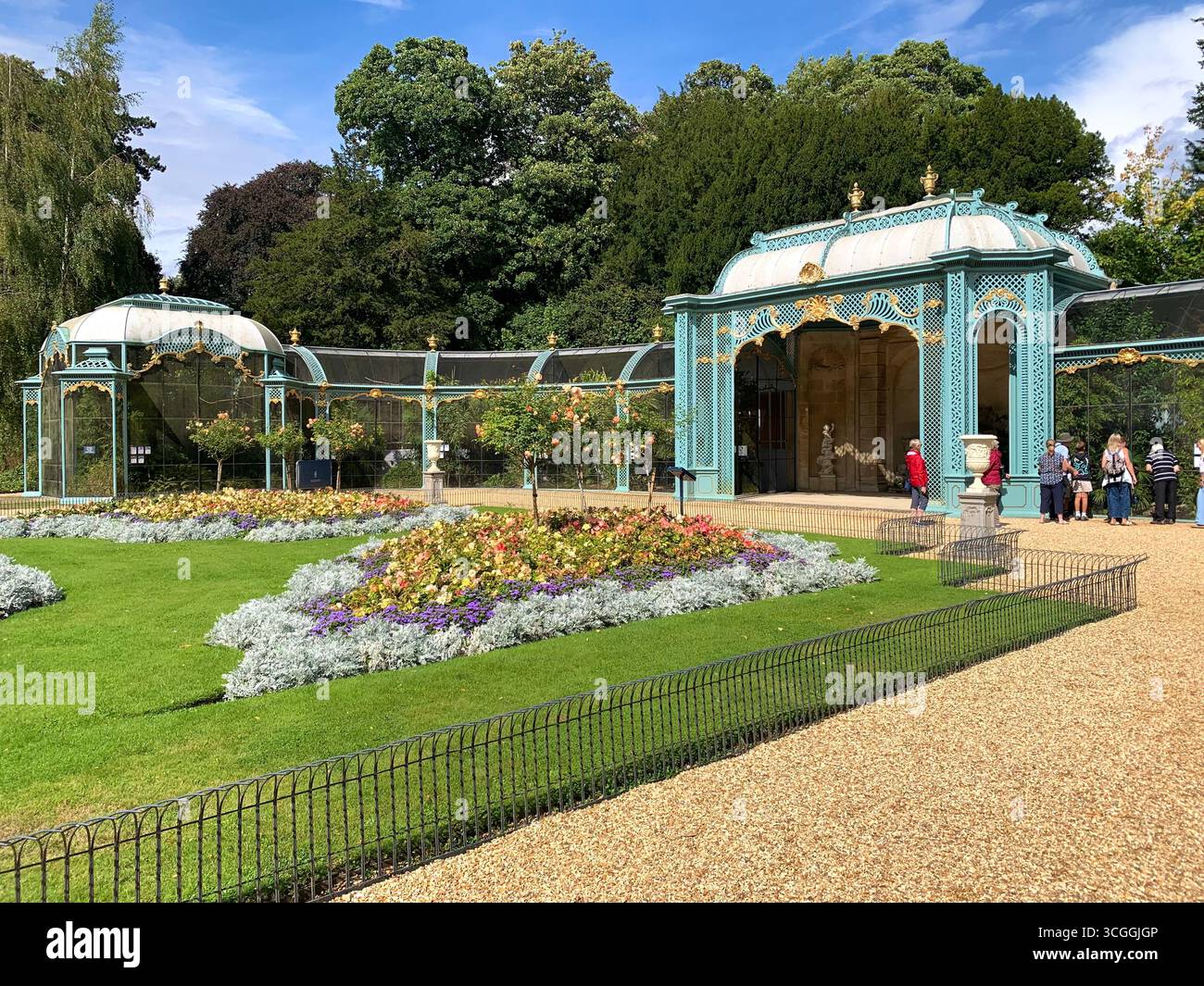 Waddesdon Manor National Trust property flowers garden Summer weather house home garden gardens landscape power electric mains unit - Smartphone Captured Stock Image