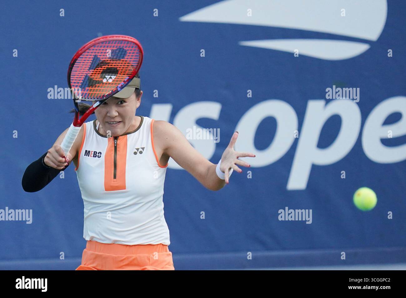 Lin Zhu of China during the first round of the U.S. Open tennis ...