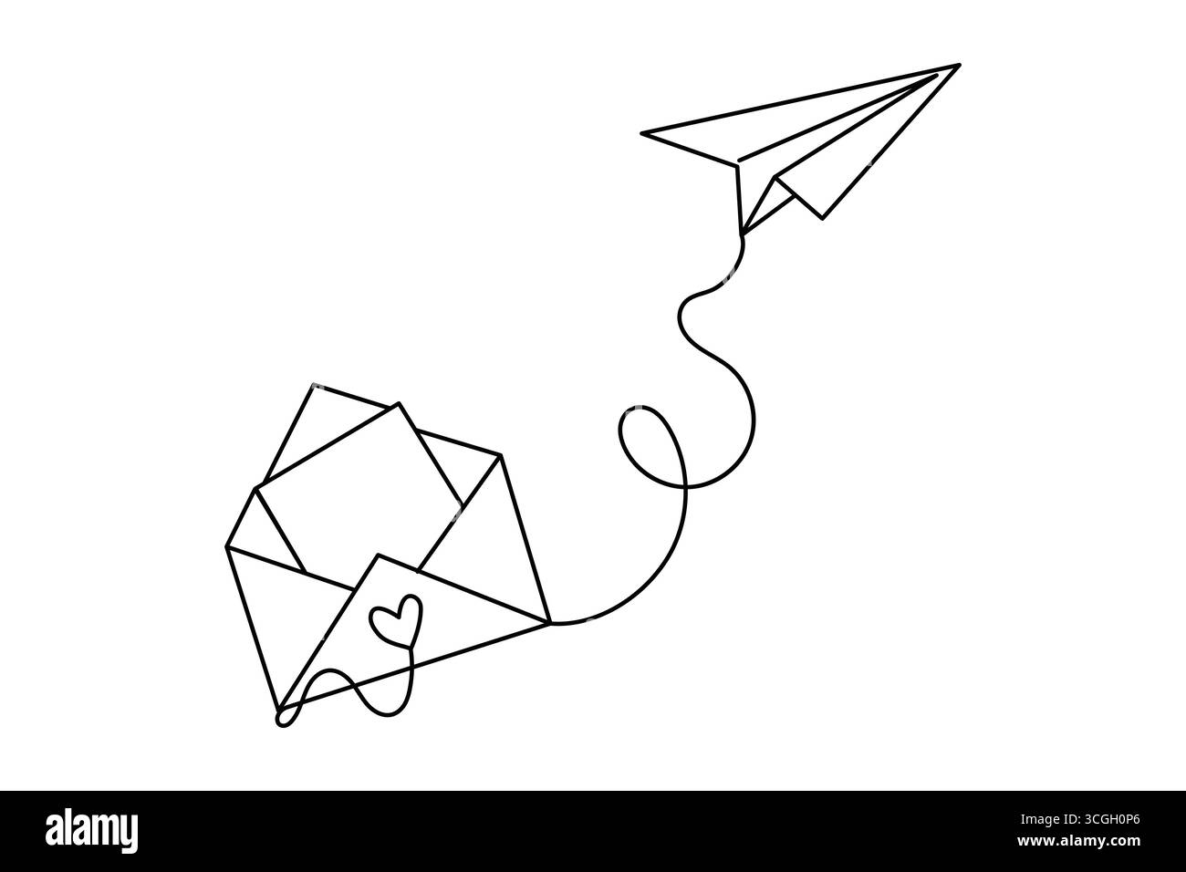 Paper plane icon outline minimalist one line abstract drawing isolated ...