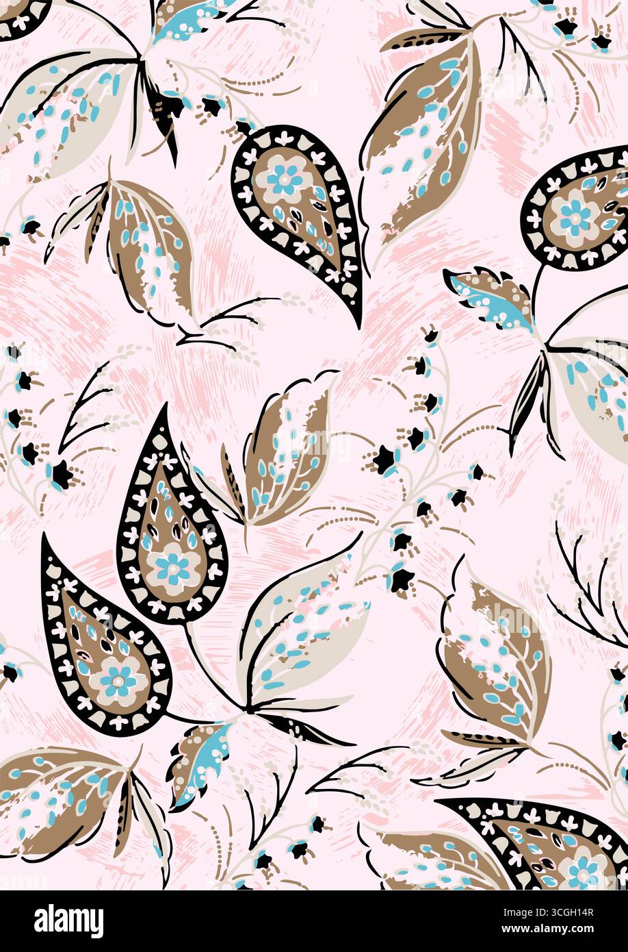 Floral seamless pattern features large, stylized white and pink magnolia flowers with a translucent or ghostly appearance on a solid terracotta Stock Vector