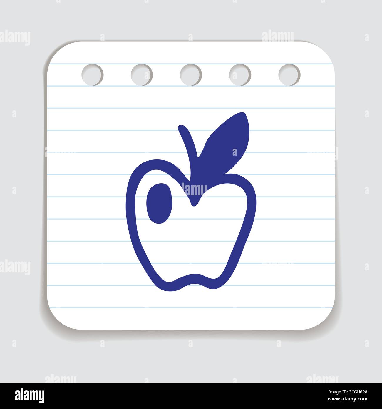 Apple doodle icon hand drawn with blue pen on a notepaper in freehand style. Vector illustration Stock Vector