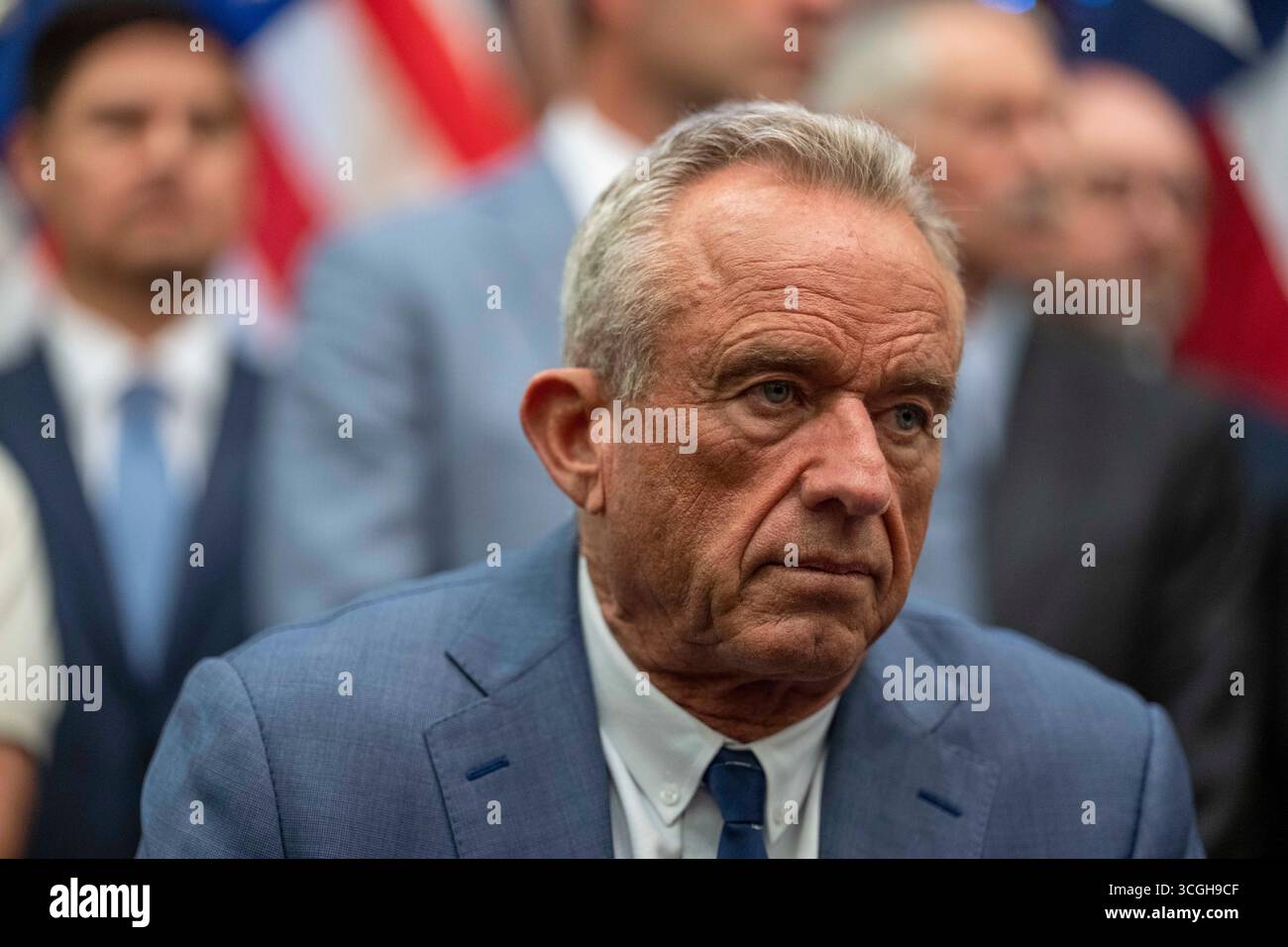 Austin, United States. 28th Aug, 2025. U.S. Secretary of Heath and Human Services (HHS) ROBERT F. KENNEDY, JR. speaks to the press about Texas' health care initiatives in a press conference with Texas Governor Greg Abbott (not shown) at the Texas Capitol on August 28, 2025. Kennedy is facing questions about his role in recent Centers for Disease Control (CDC) shakeups. Credit: Bob Daemmrich/Alamy Live News Stock Photo