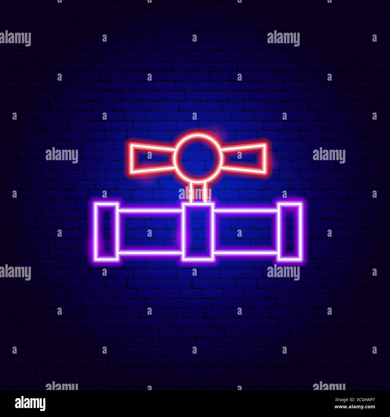 Pipe With Tap Neon Sign Stock Vector