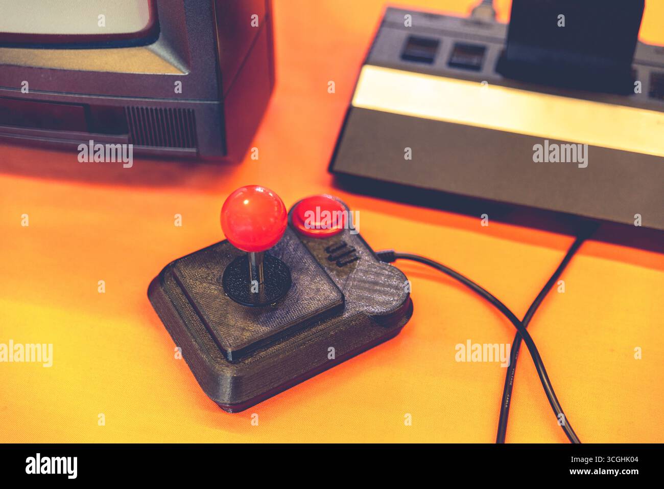 Retro Gaming Joystick and Vintage Console Stock Photo - Alamy