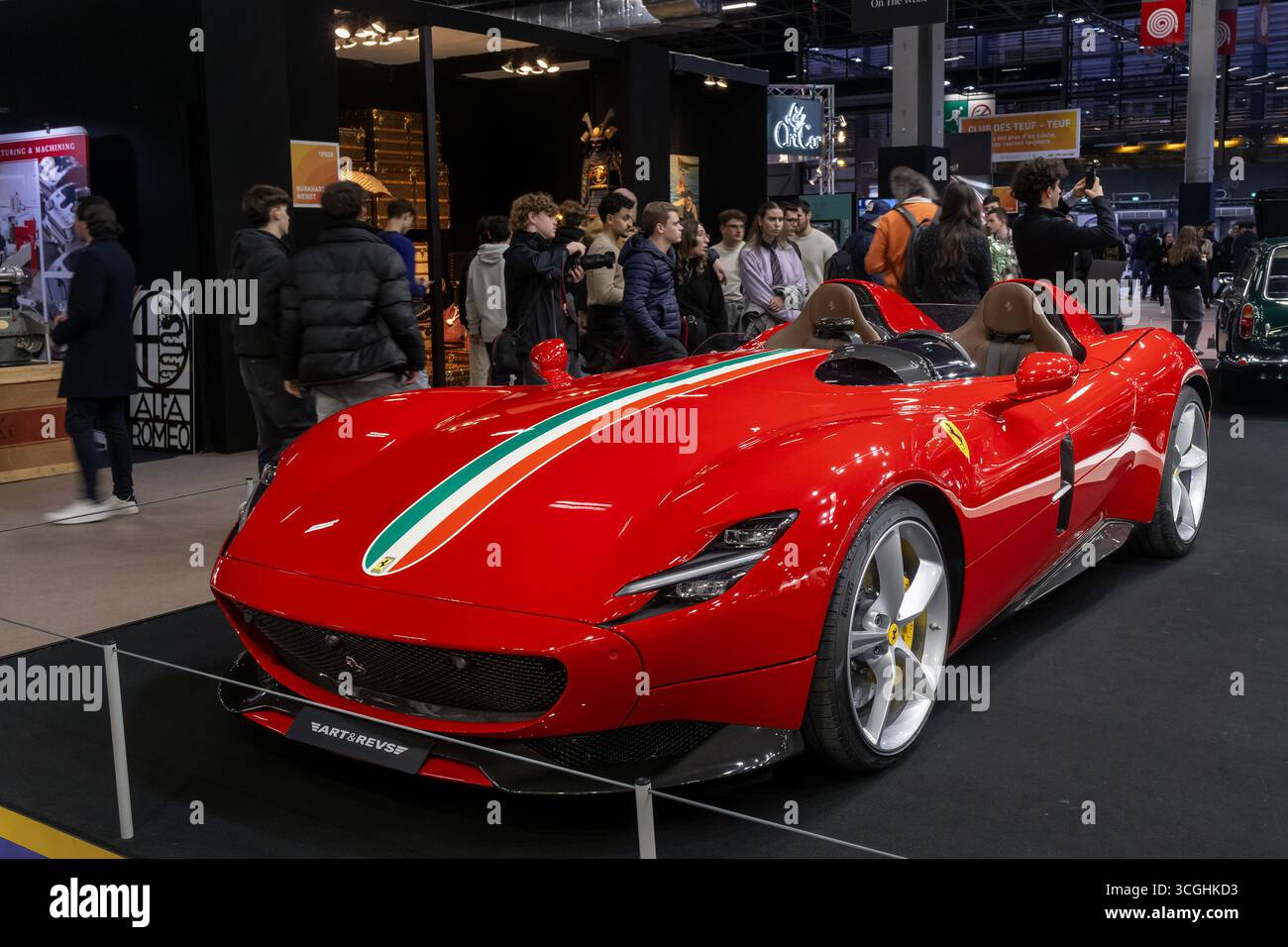 Paris, France - Rétromobile 2025. View on a red 1992 Ferrari Monza SP2 ...