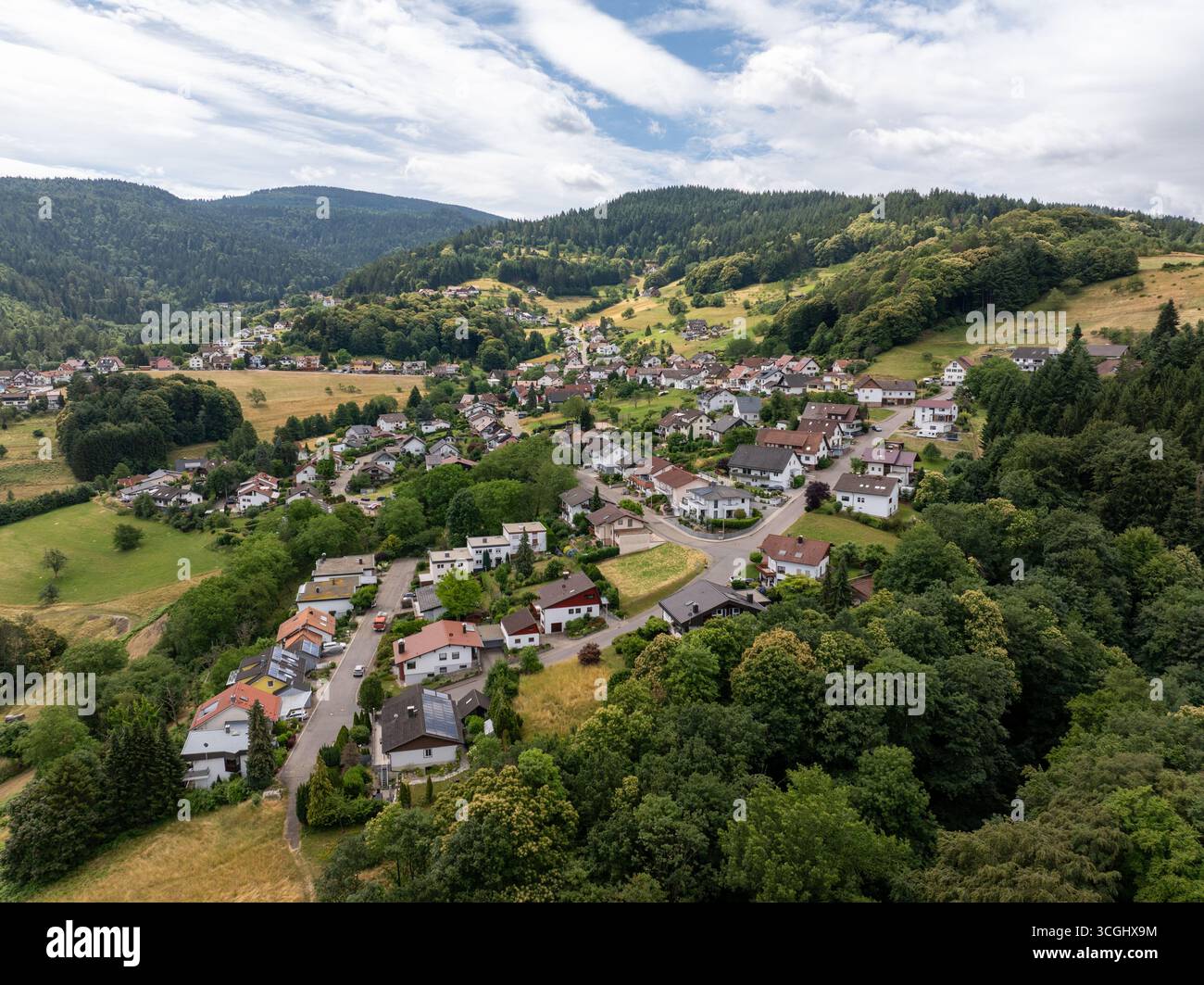 Aerial view of Buhlertal, a charming village nestled amidst the rolling ...