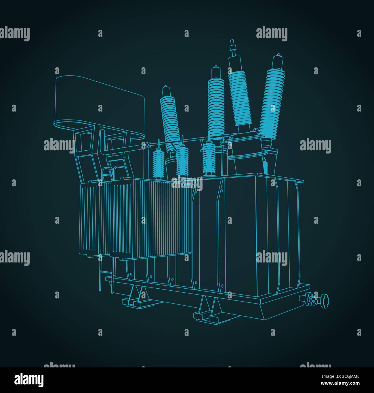 Distribution transformer stylized vector sketch Stock Vector