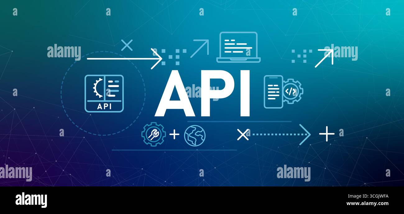 Application Programming Interface API different applications communicate and exchange data illustration role of API in modern software development and Stock Vector