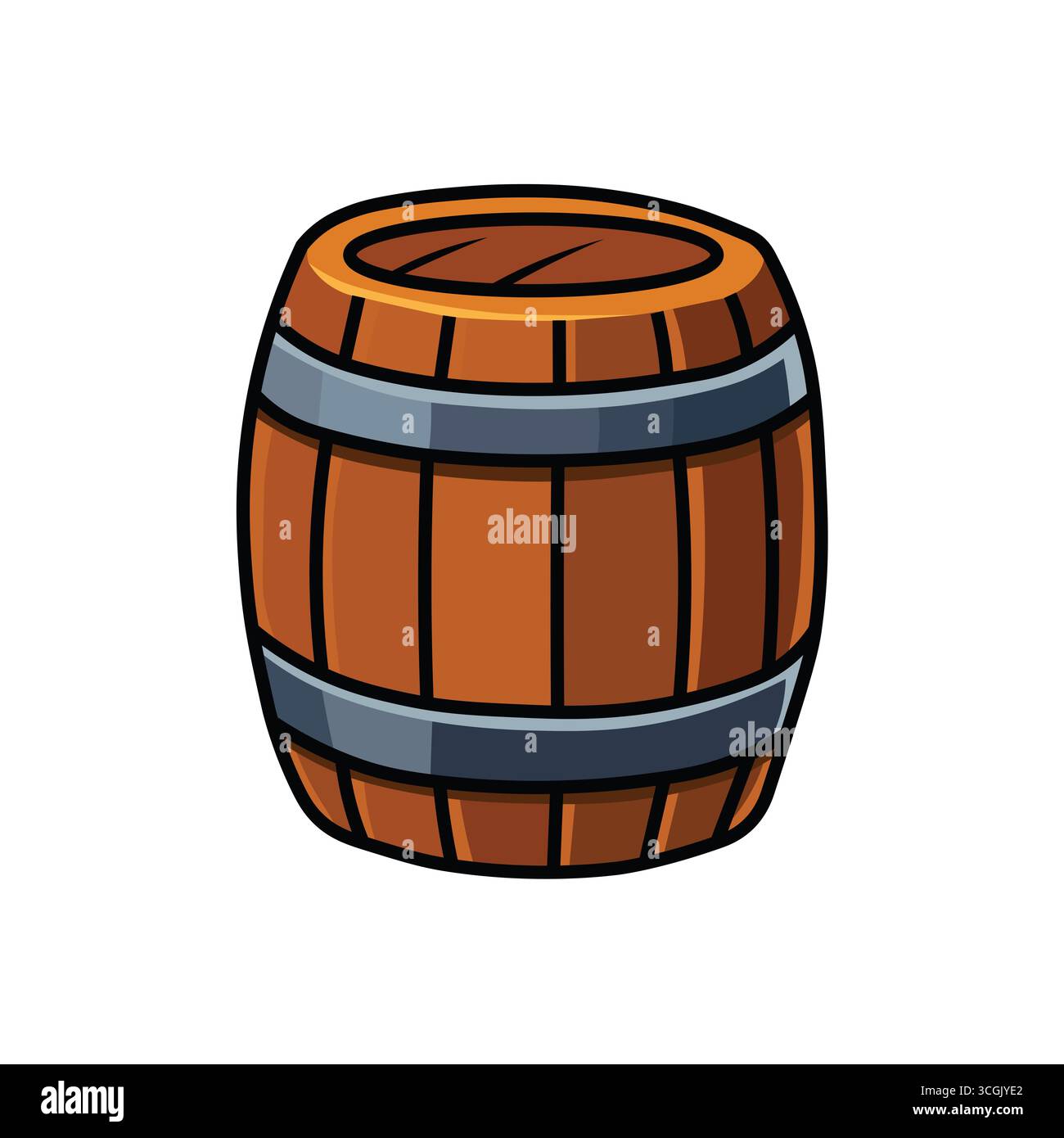 Illustration Vector Graphic Cartoon of a Wooden Pirate Barrel Stock Photo