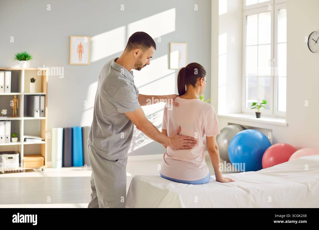Post traumatic rehabilitation, female back spine massage physical ...