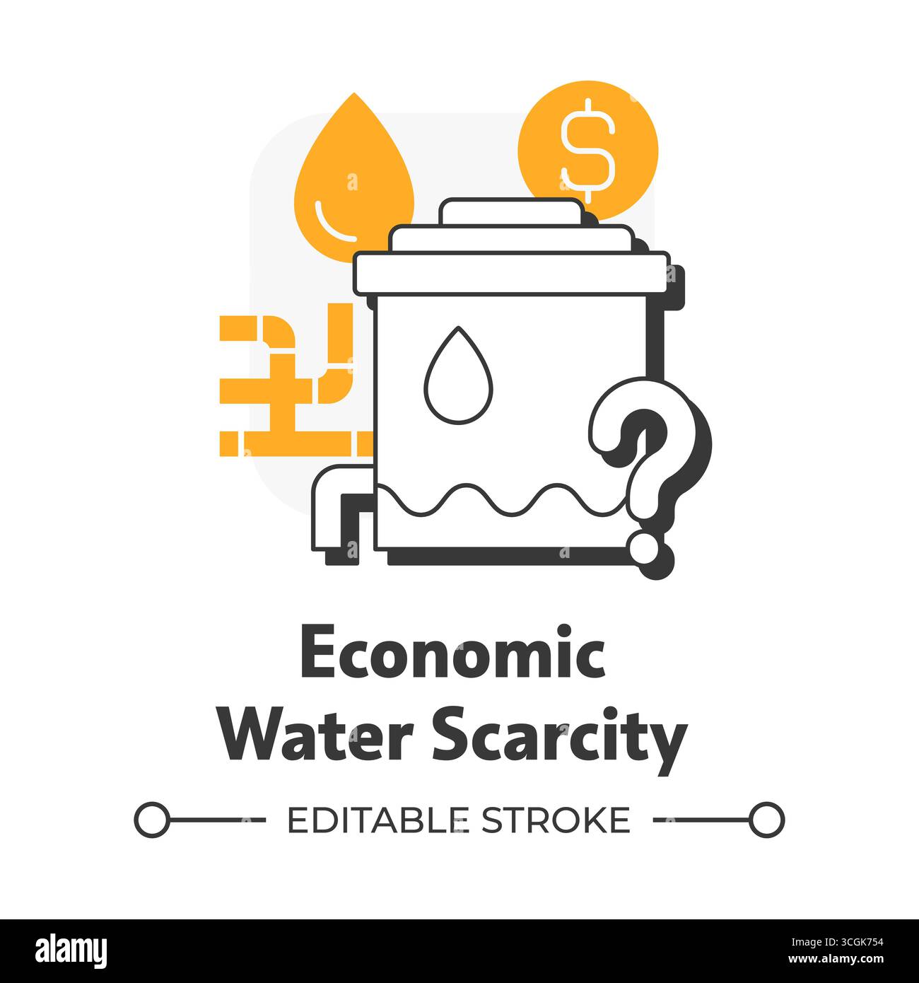 Economic water scarcity flat outline concept icon Stock Vector Image ...