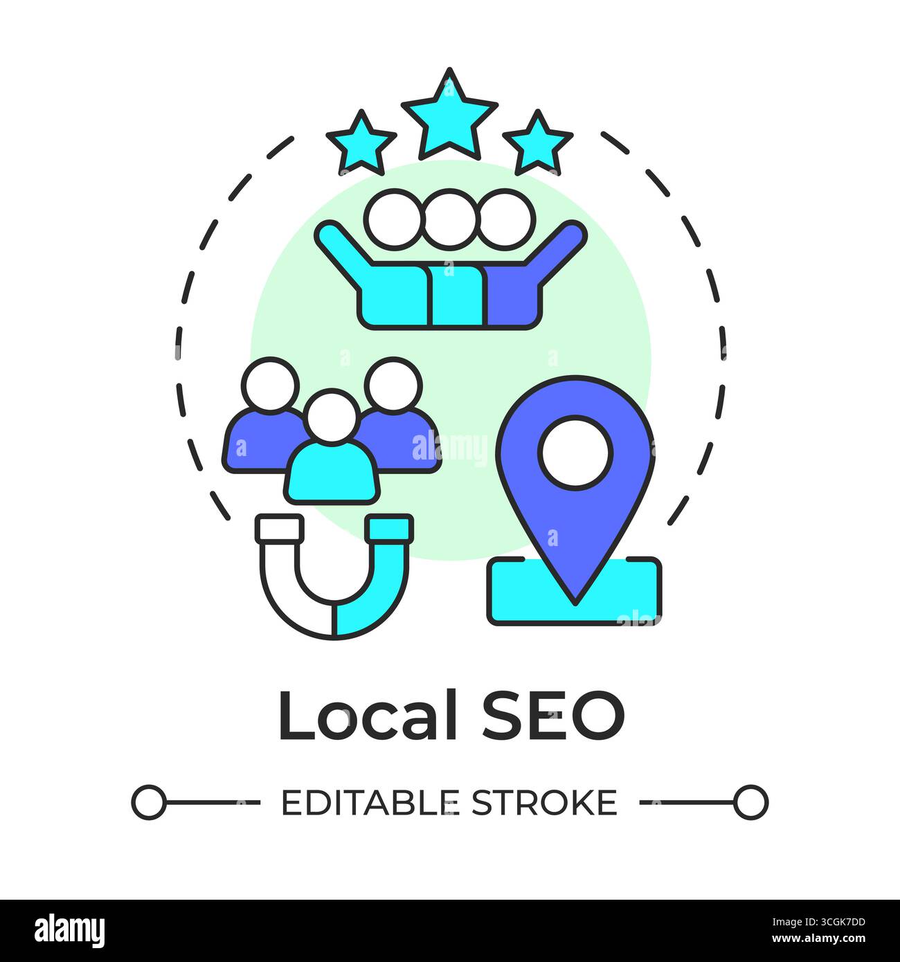 Local seo multi color concept icon Stock Vector