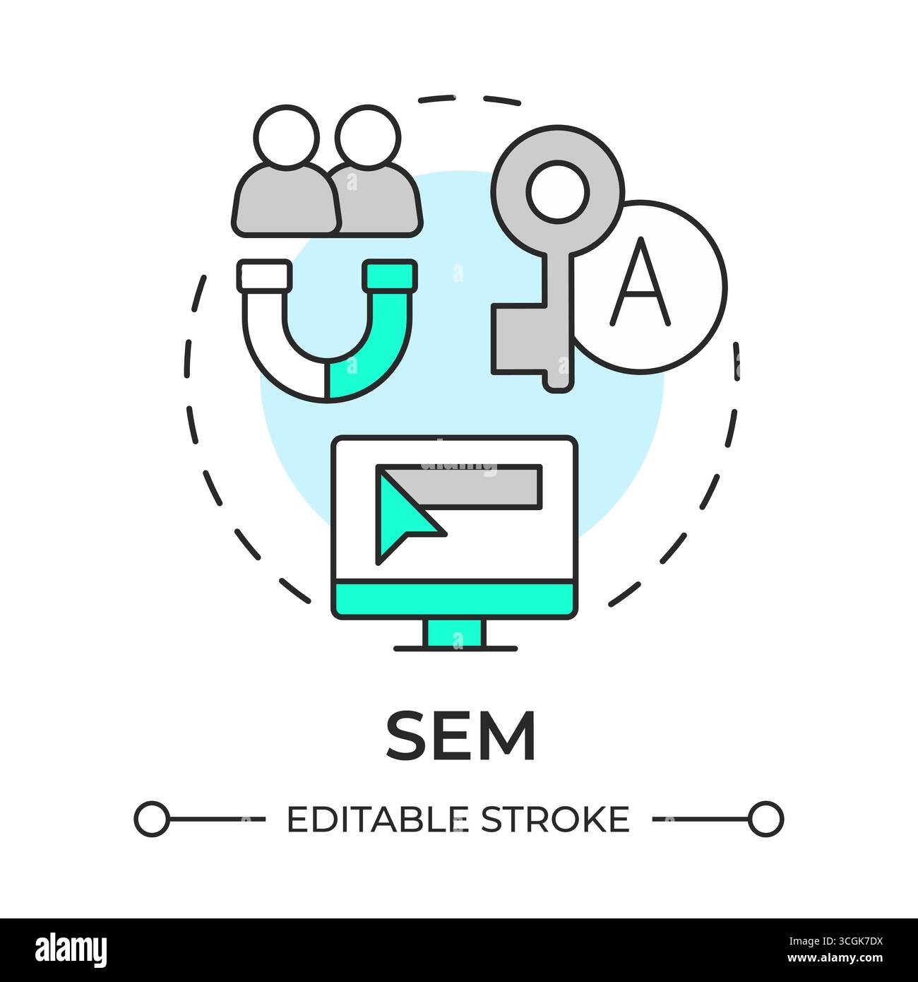 SEM multi color concept icon Stock Vector