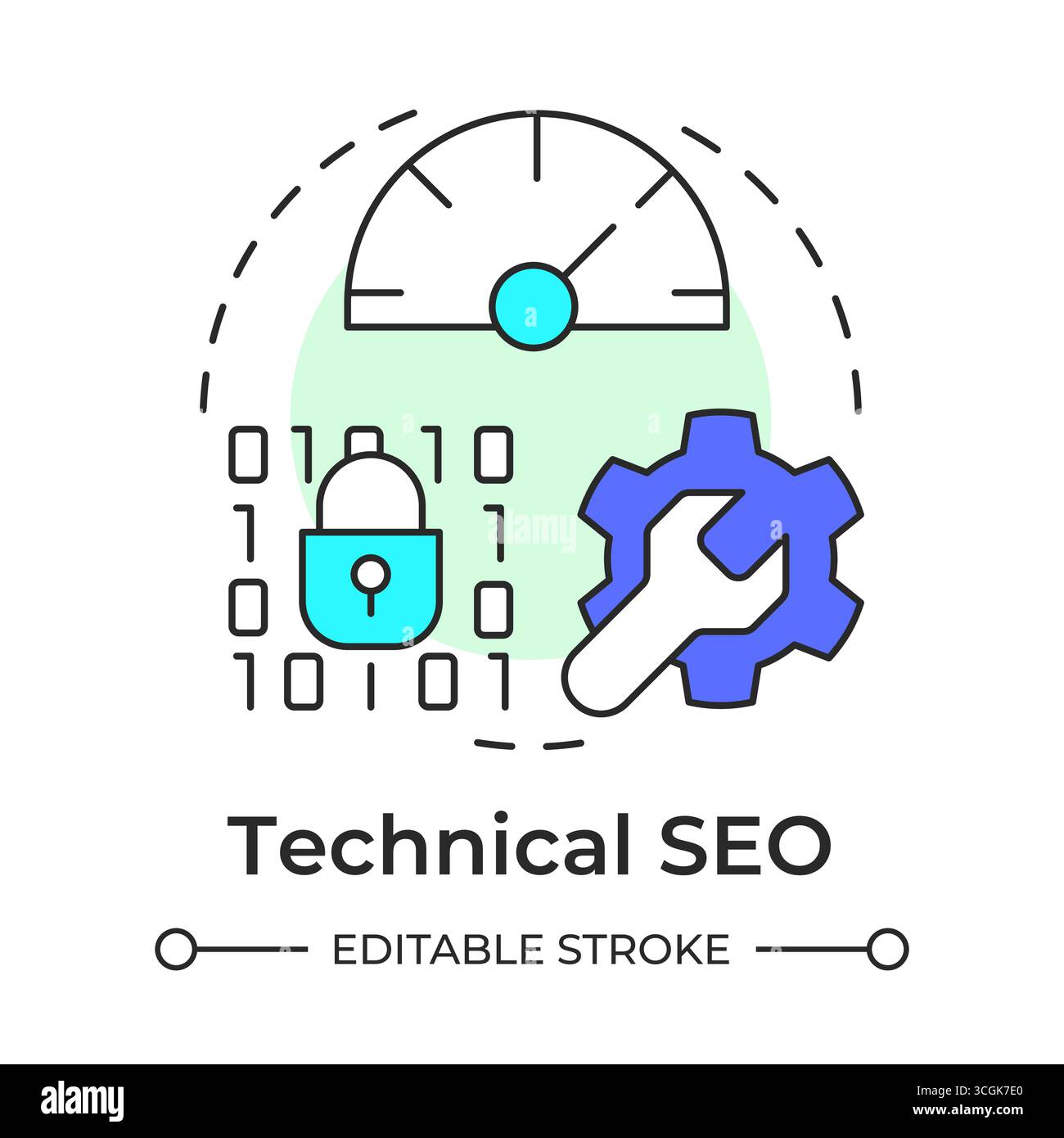 Technical seo multi color concept icon Stock Vector