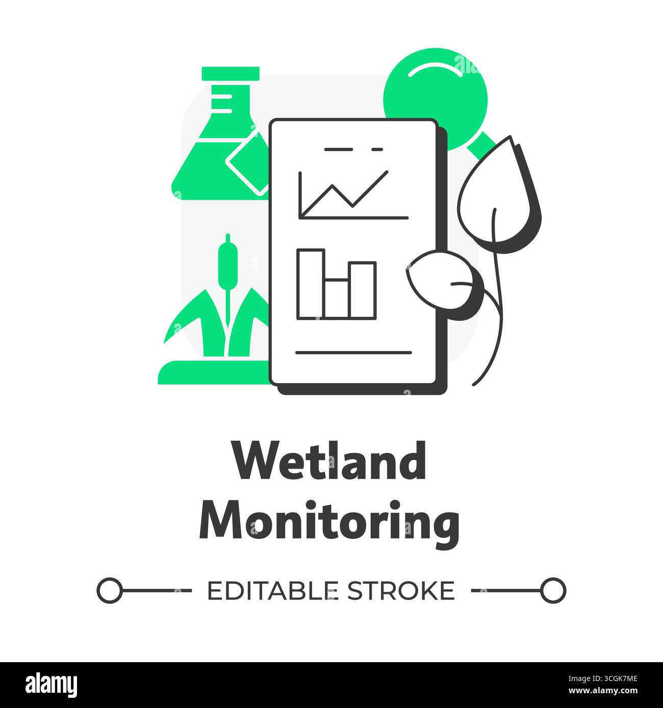 Wetland monitoring flat outline concept icon Stock Vector Image & Art ...