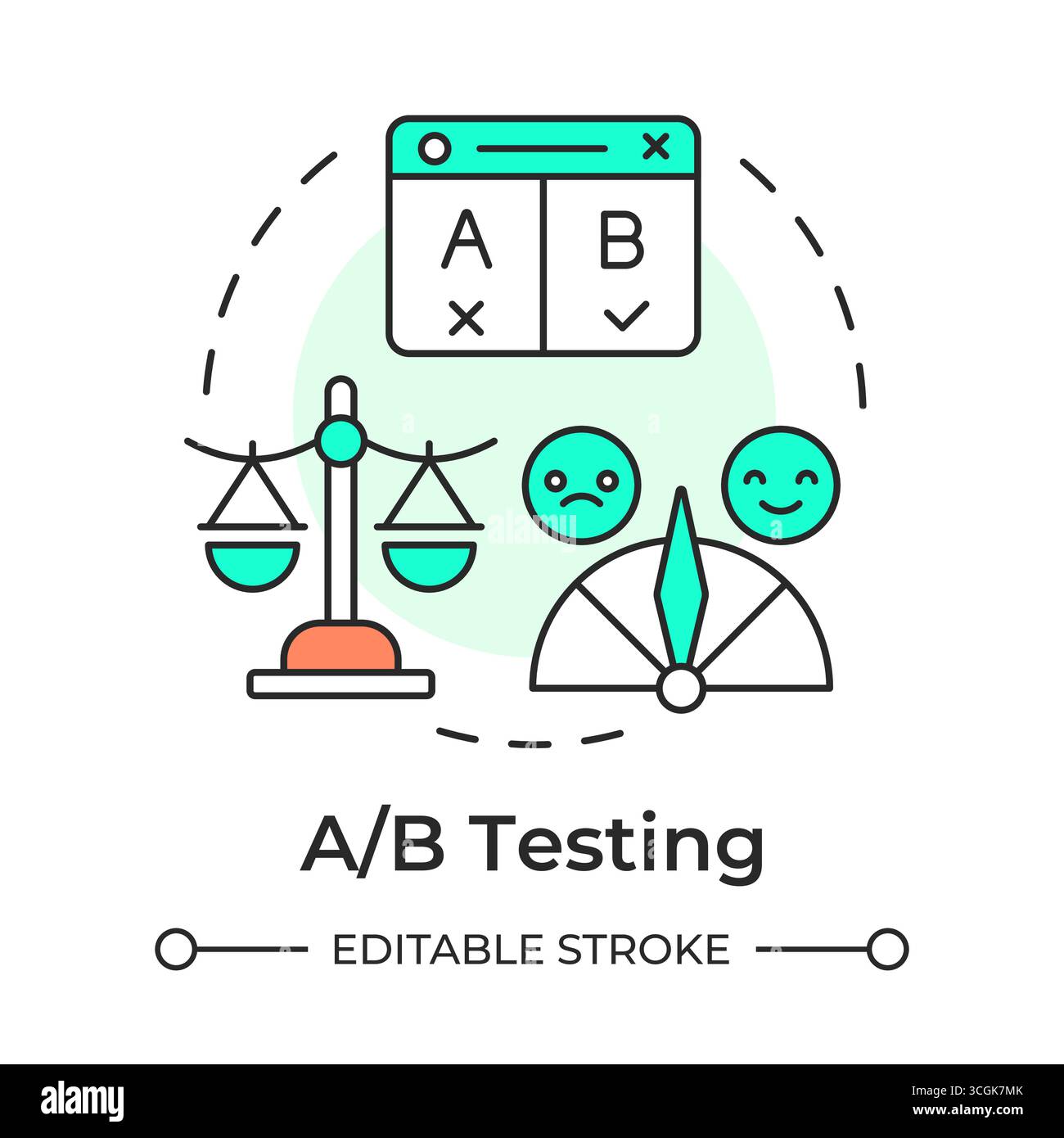 A and B testing multi color concept icon Stock Vector