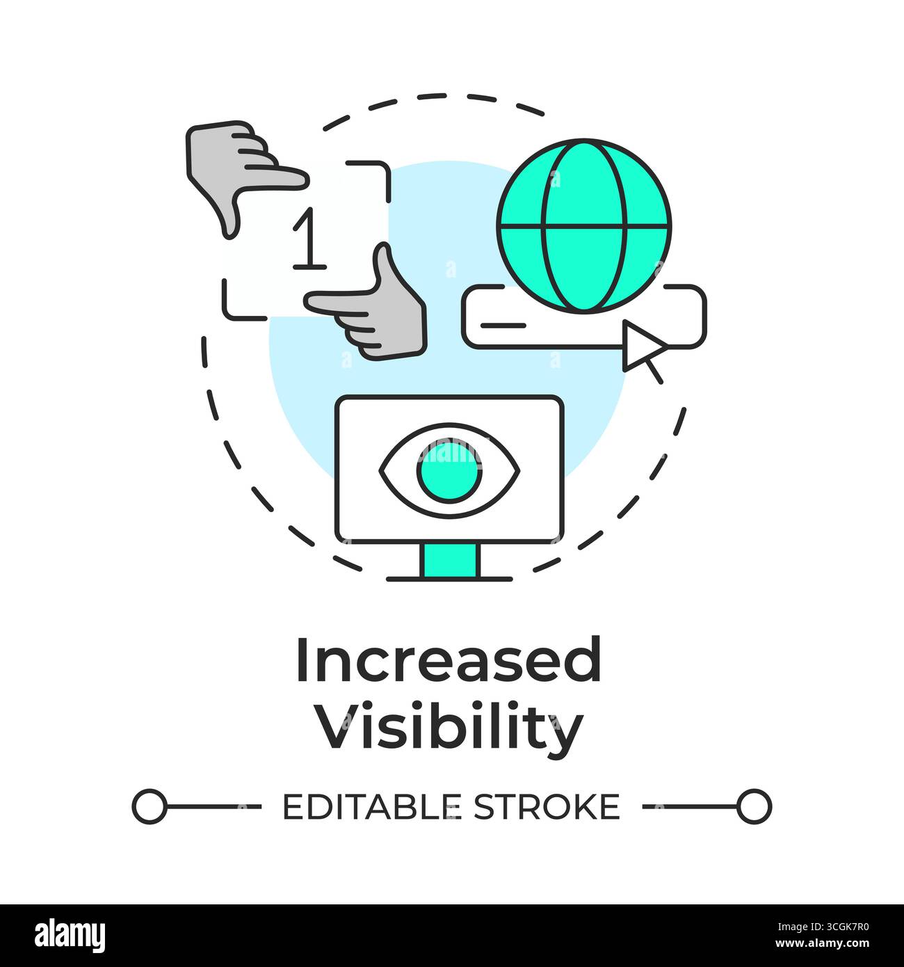 Increased visibility multi color concept icon Stock Vector