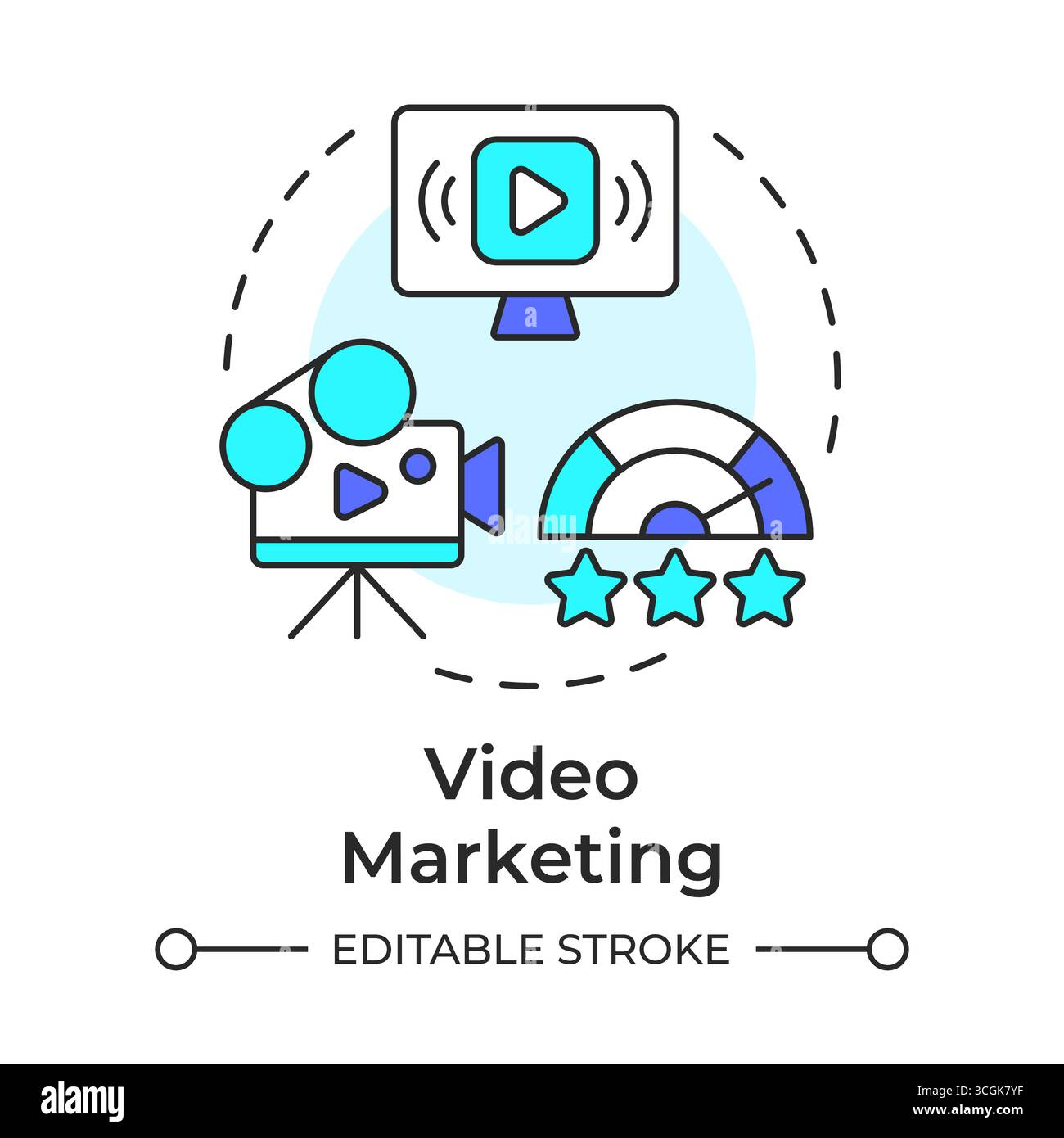Video marketing multi color concept icon Stock Vector