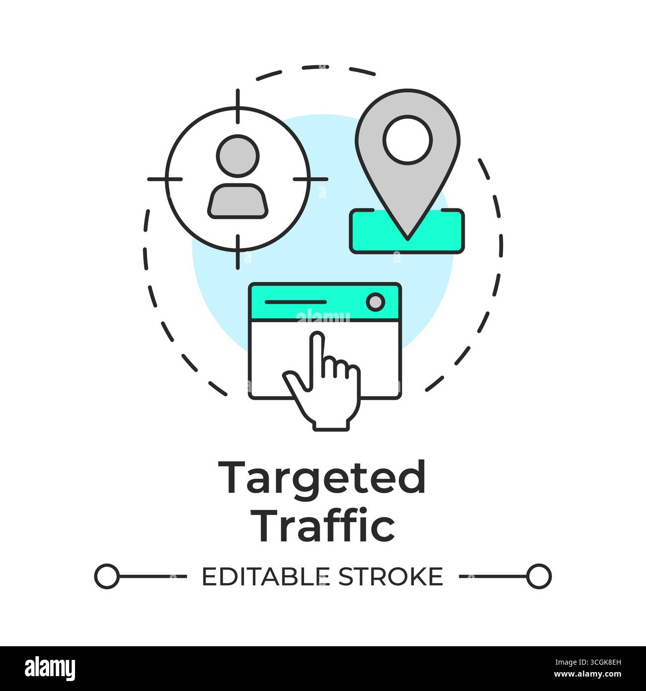 Targeted traffic multi color concept icon Stock Vector