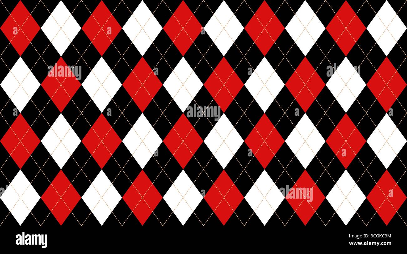 Harlequin red and black seamless pattern. Argyle diamond fabric texture ...