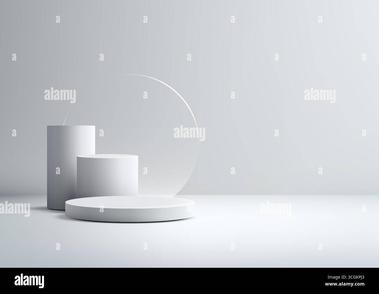 modern 3d mockup podium with white cylindrical pedestals and ...