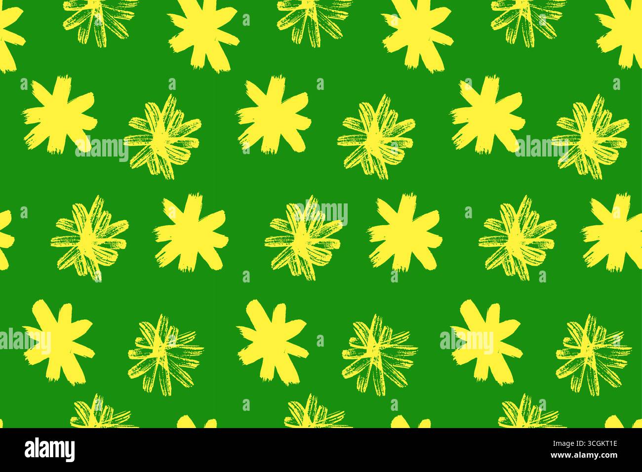 Cute seamless vector pattern featuring handdrawn white flowers, graffiti asterisks, and Xmas crystal vibes. Crayon, wax, chalk, and charcoal squiggles Stock Vector
