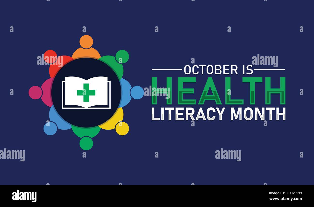 October is Health Literacy Month Awareness Graphic. Vector web banner ...