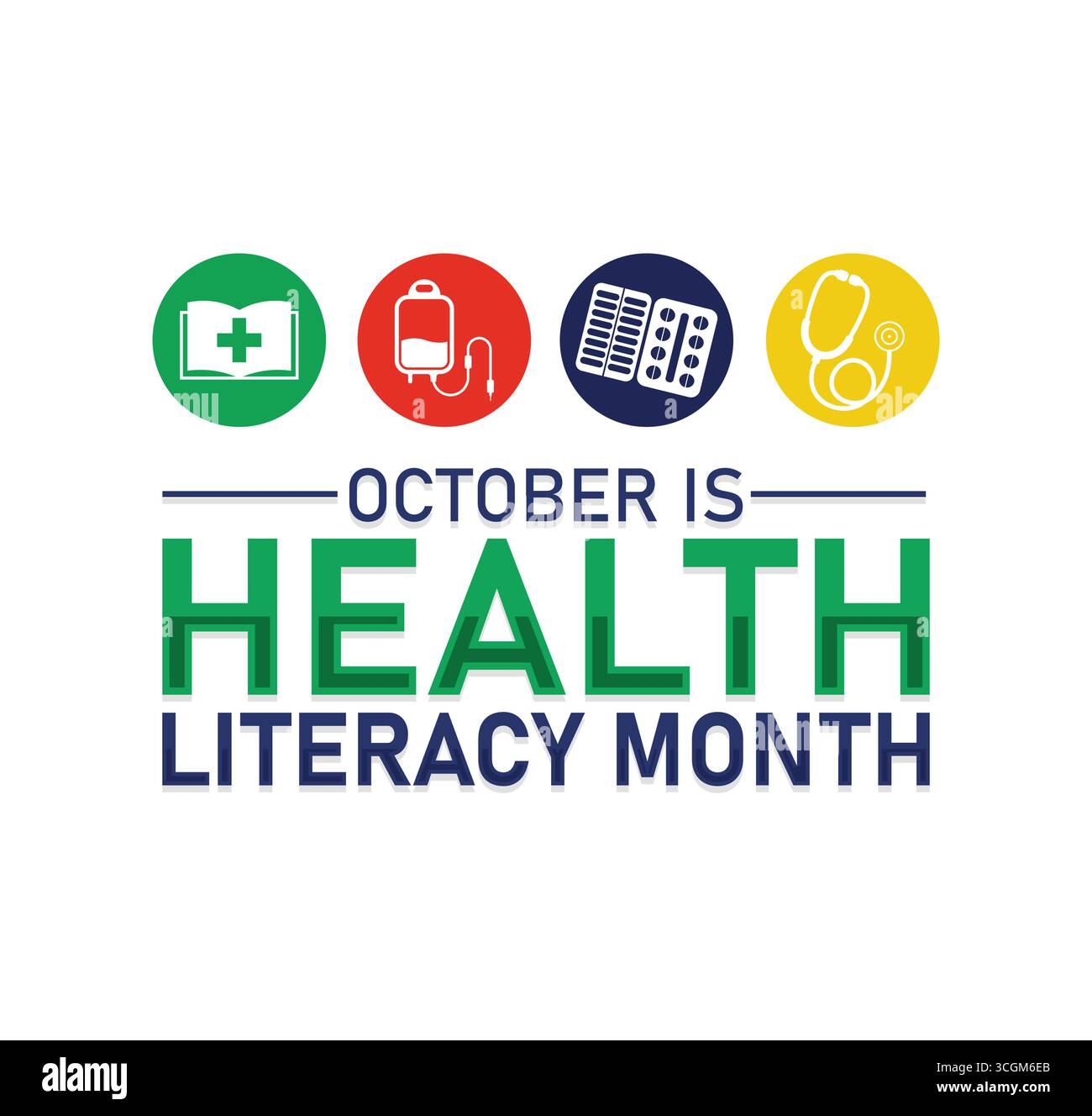 October is Health Literacy Month Education and Awareness. Vector web ...