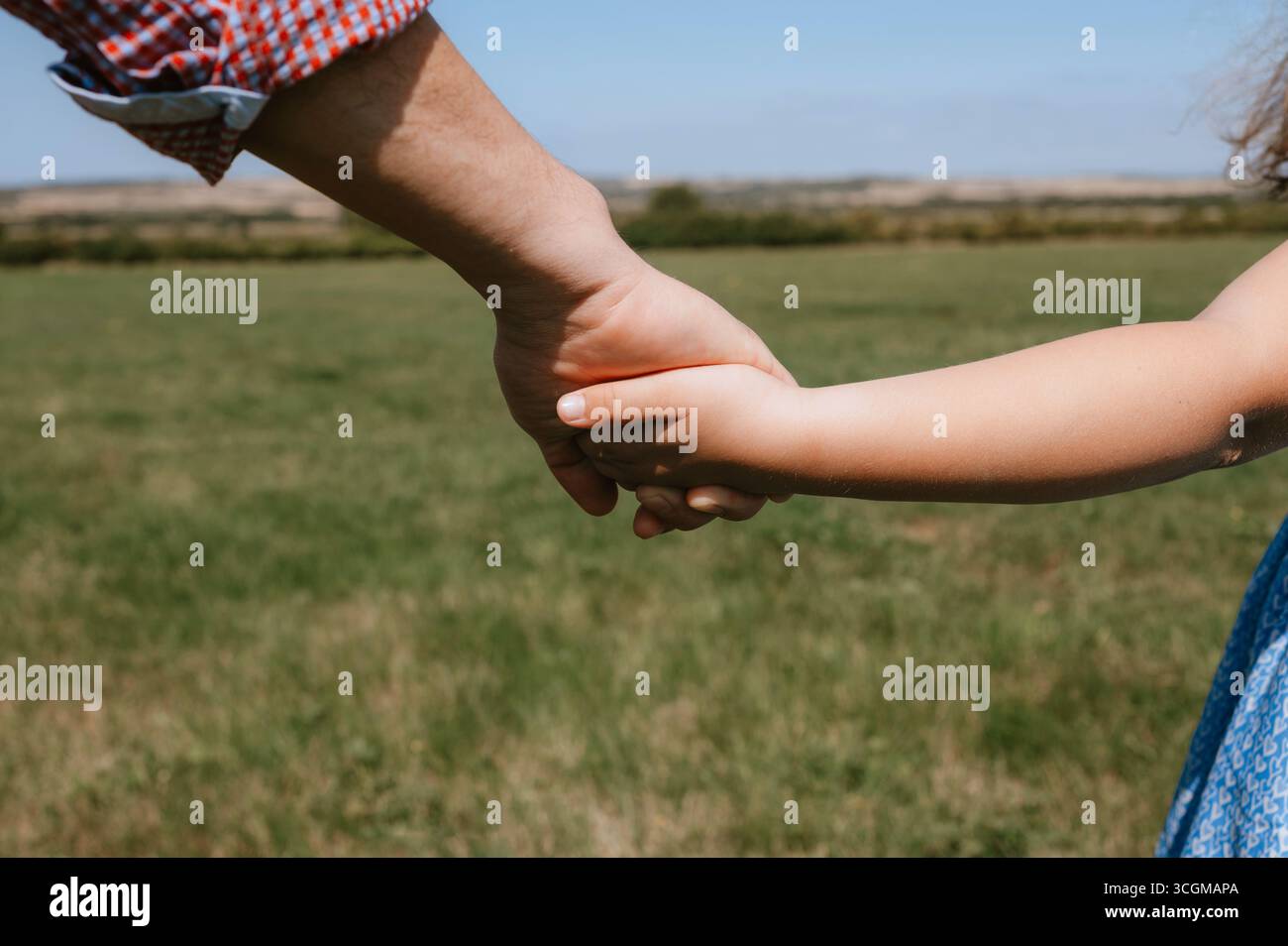 Father and daughter holding hands in the countryside Stock Photo - Alamy