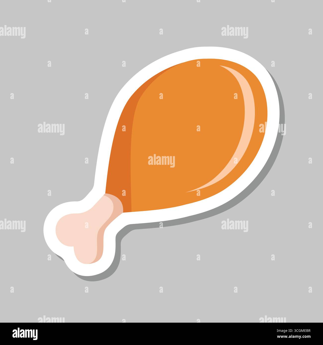 Chicken leg sticker icon in flat style. Fast food menu vector ...