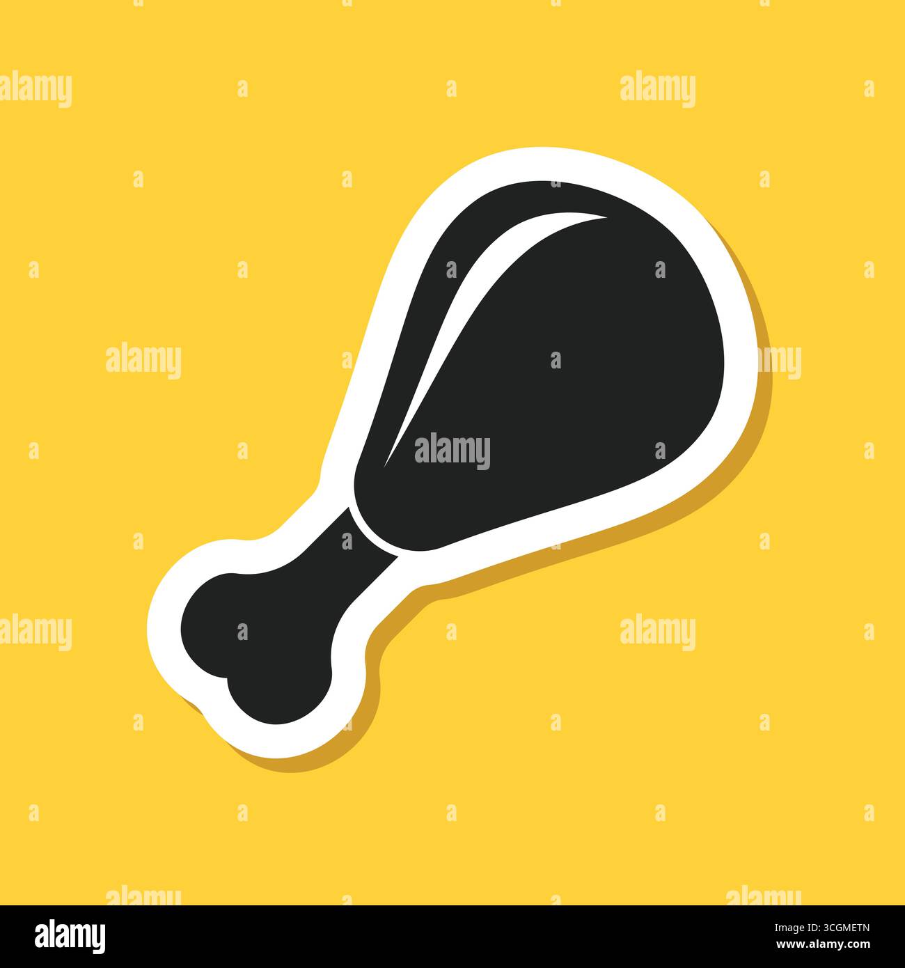 Chicken leg sticker icon in flat style. Fast food menu vector ...