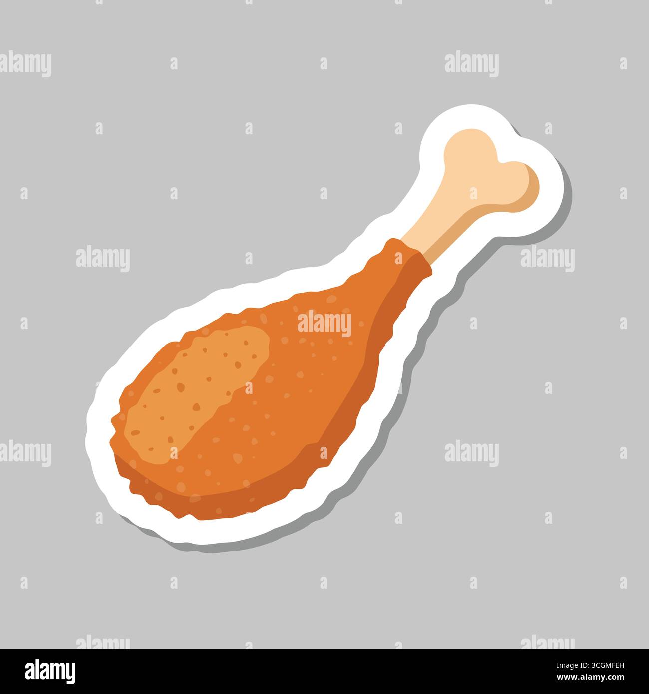 Chicken leg sticker icon in flat style. Fast food menu vector ...