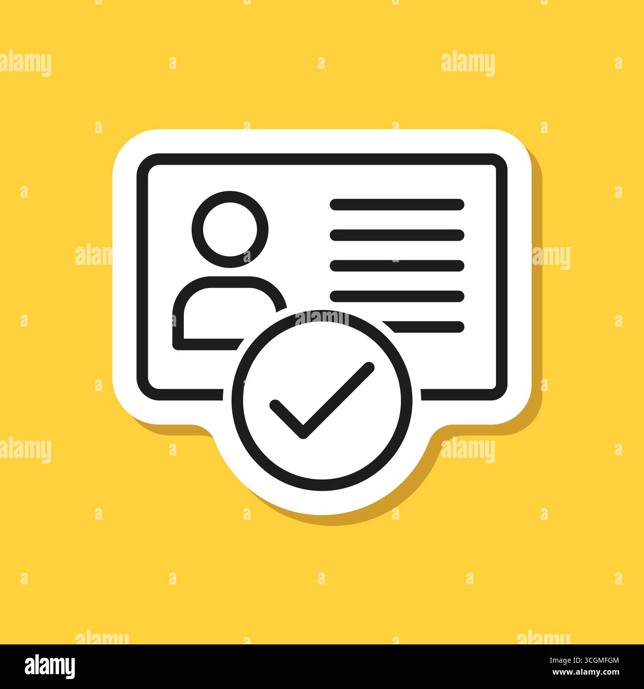 Driver license sticker icon in flat style. Identification document ...