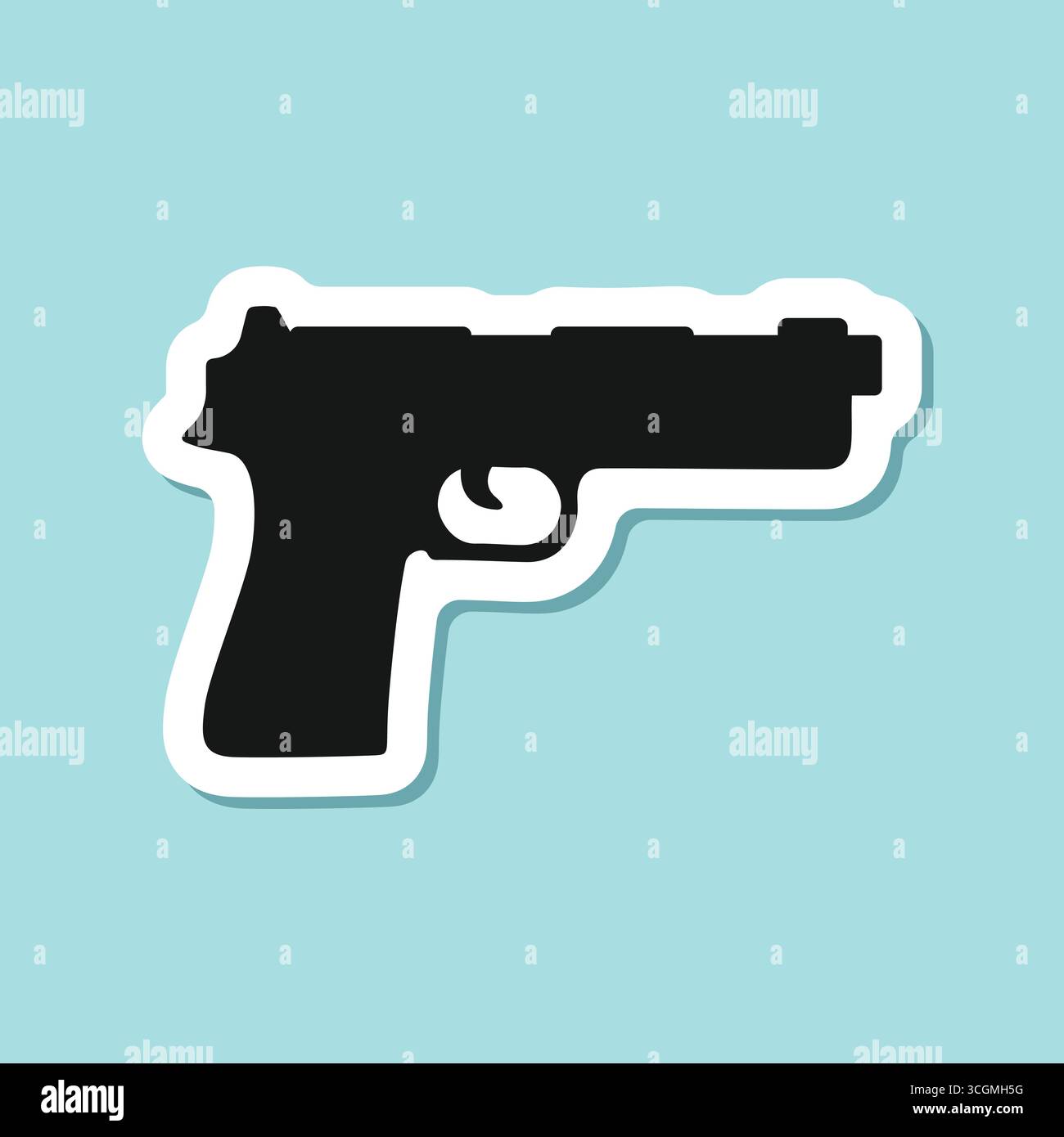 Pistol gun sticker icon in flat style. Firearm symbol vector ...