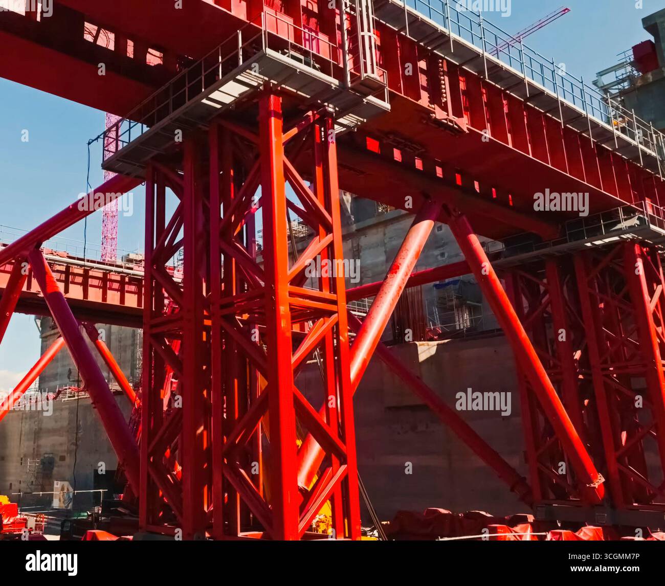 large massive structures during the construction of an LNG plant, a lot ...