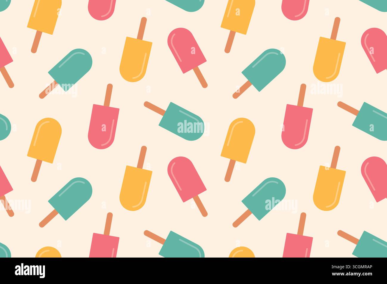 summer seamless pattern with ice creams- vector illustration Stock Vector