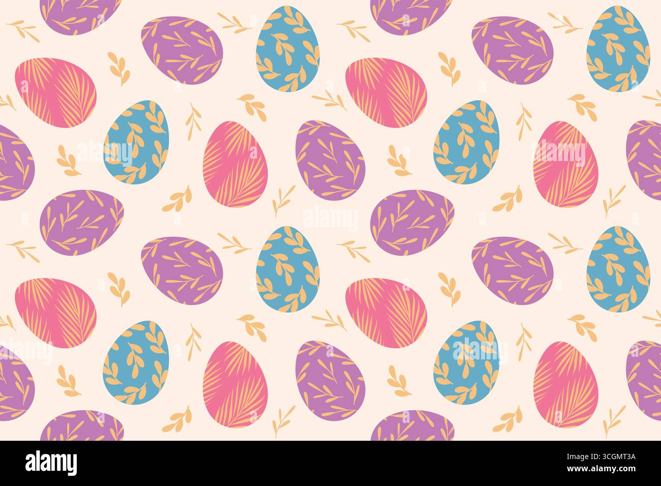 seamless pattern with easter eggs with floral ornaments - vector illustration Stock Vector