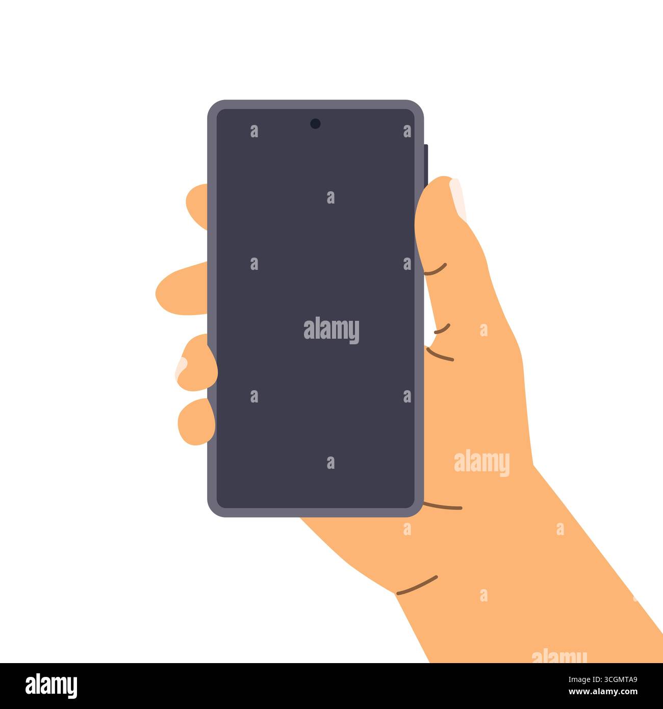 hand holding smartphone with blank screen - vector illustration Stock Vector