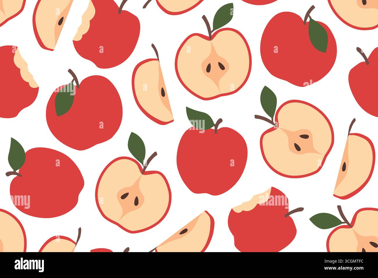 seamless apples pattern, nature, fruit background vector illustration Stock Vector