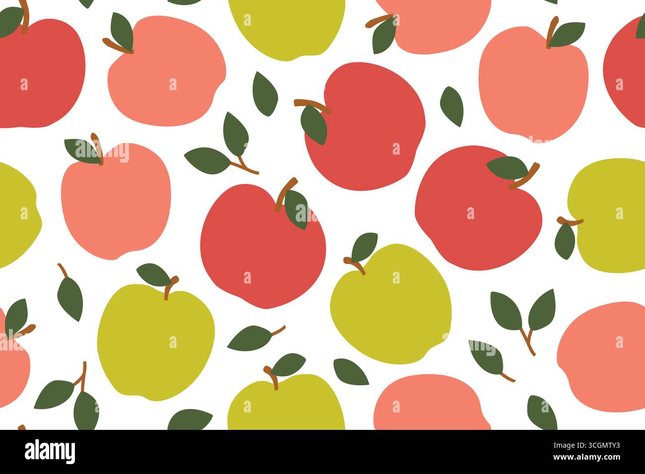 seamless apples pattern, nature, fruit background vector illustration Stock Vector