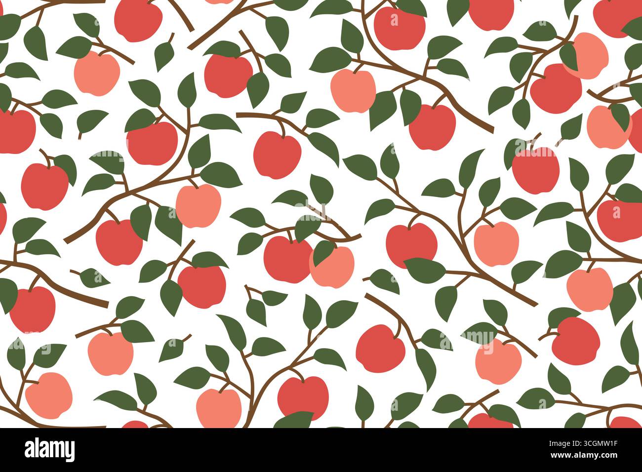 seamless apples pattern, nature, fruit background vector illustration Stock Vector