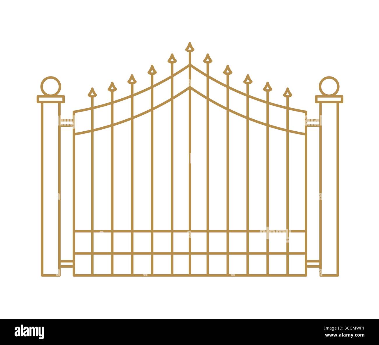 golden elegant forged gate icon- vector illustration Stock Vector