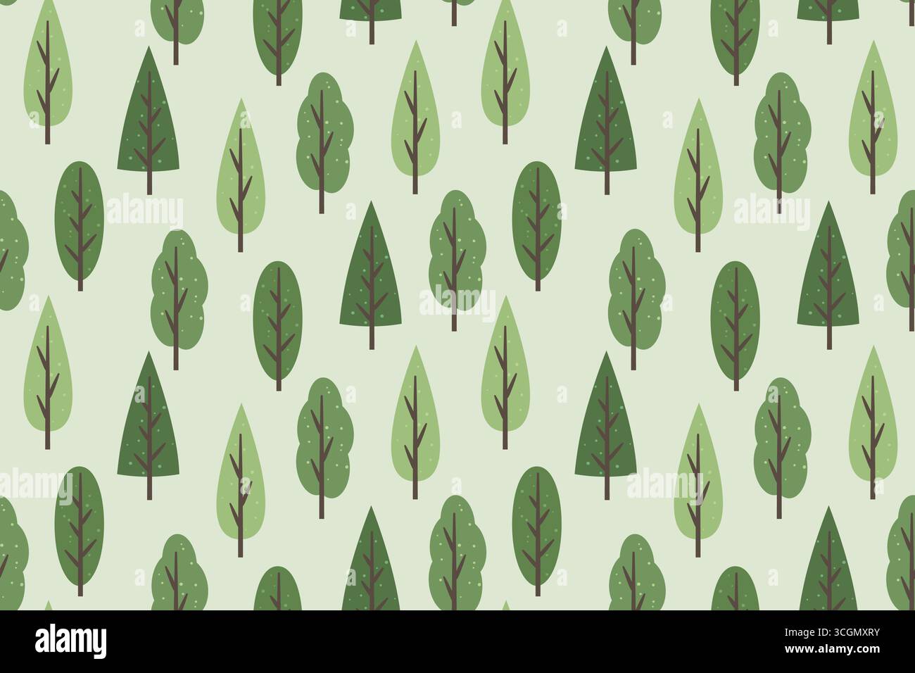 seamless pattern with green trees, forest, nature background-  vector illustration Stock Vector