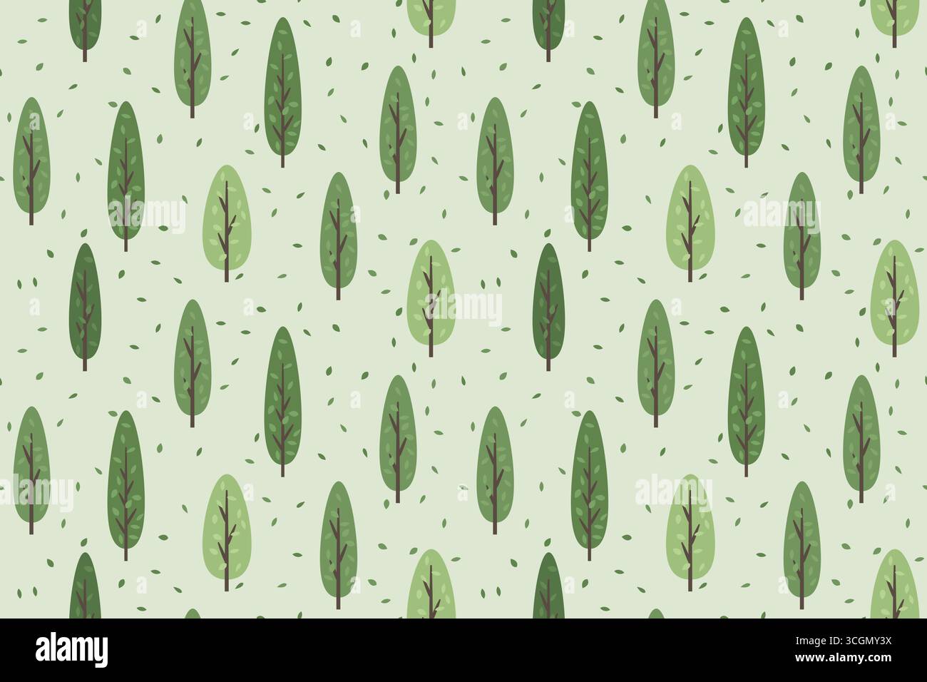 seamless pattern with green trees, forest, nature background-  vector illustration Stock Vector