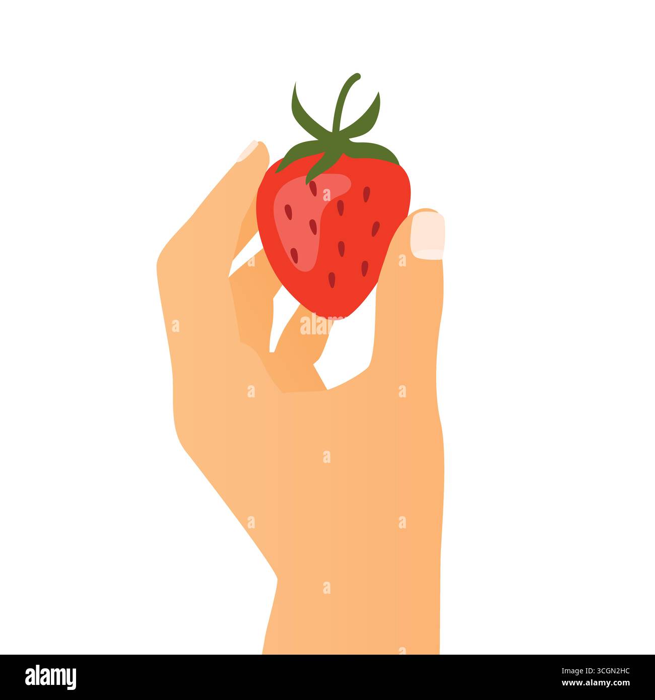 hand holding sweet, ripe strawberry fruit; summer, natural sweetness ...