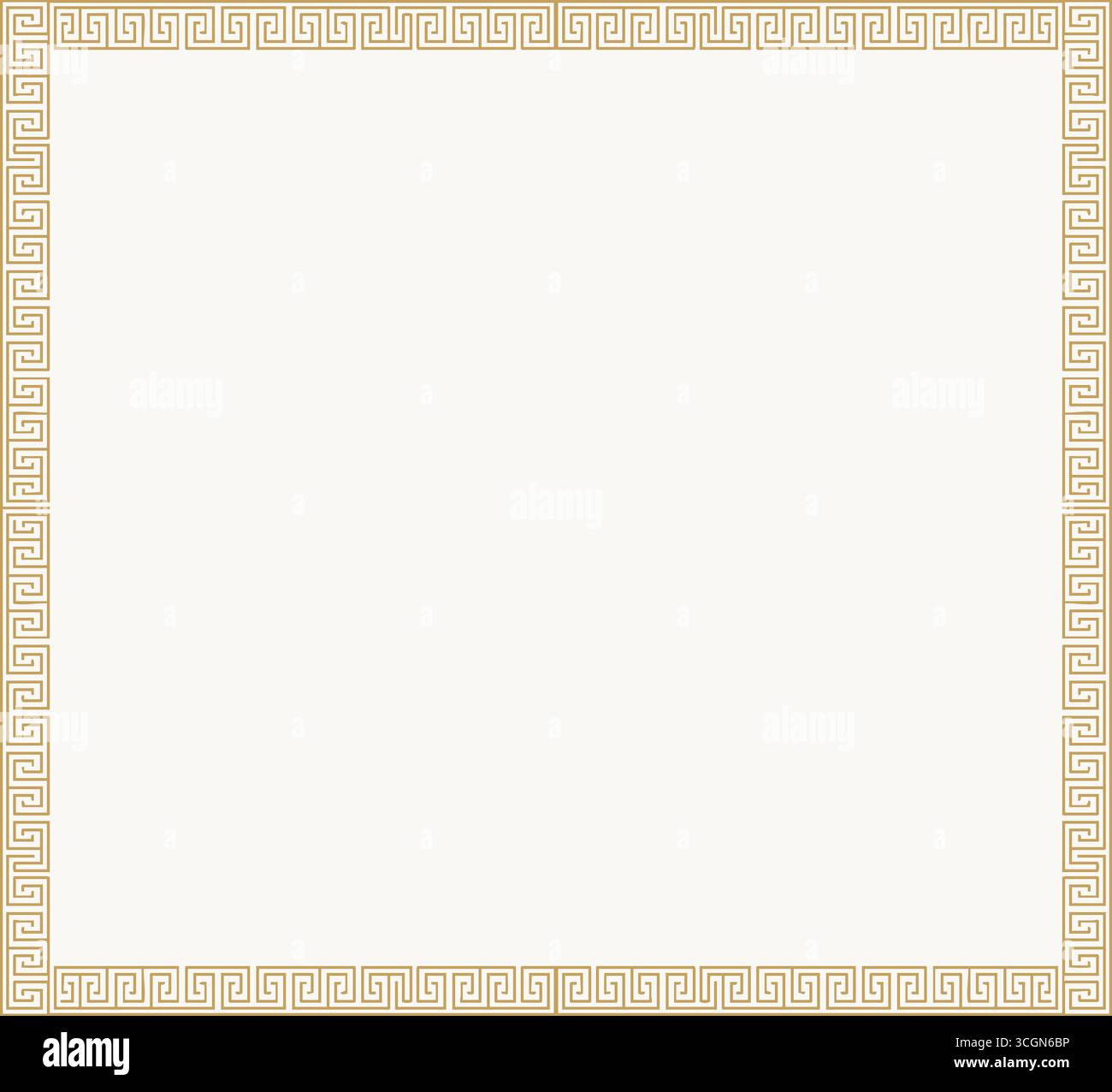 Decorative rectangular frame edged with a repeating meander key pattern in warm tones leaving generous space for headlines or text. Stock Vector