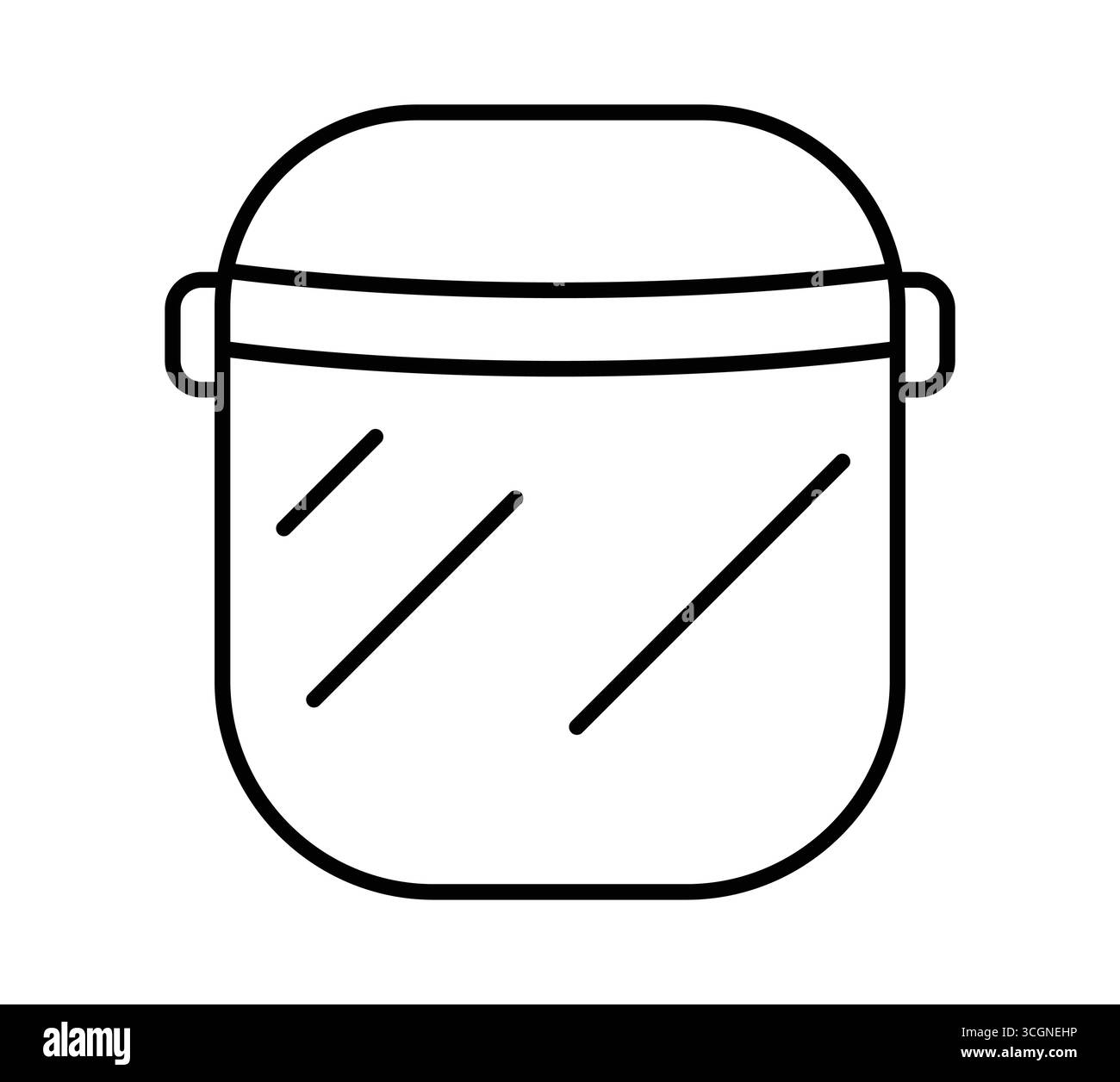 Simple outline illustration of a transparent container with a lid, ideal for modern kitchen storage or pantry organization. Versatile and practical de Stock Vector